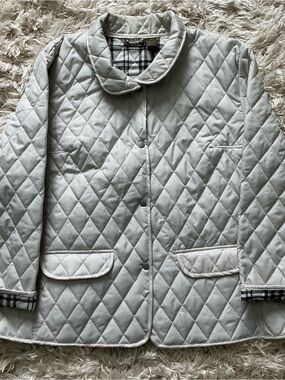 Jane Ashley Light Gray Quilted Snap-Front Jacket